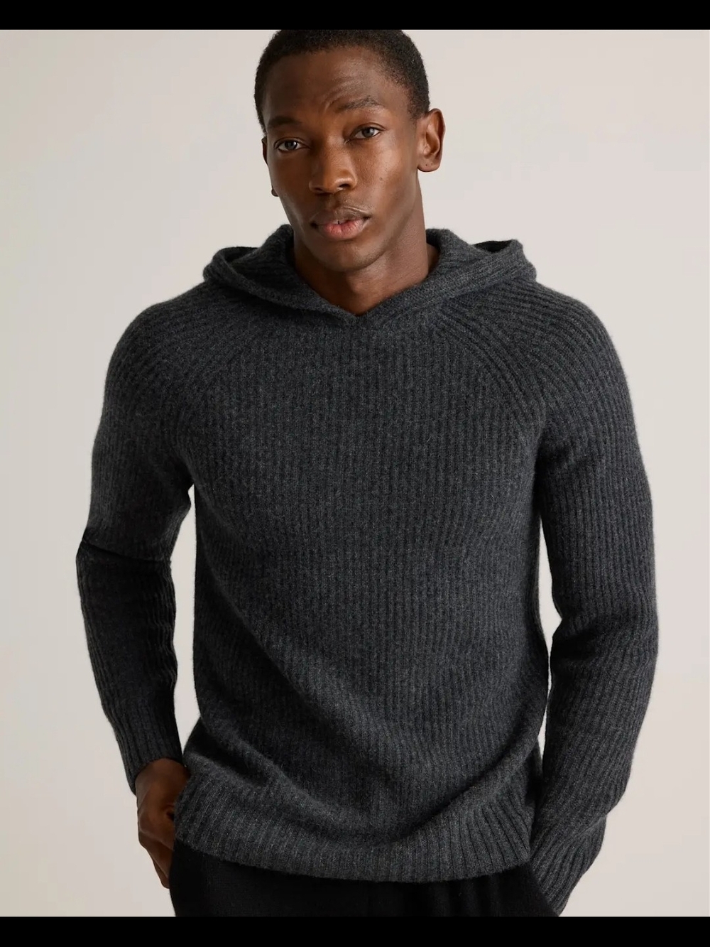 Quince Mongolian CashmereFisherman Pullover Hoodie Men's Charcoal NWT